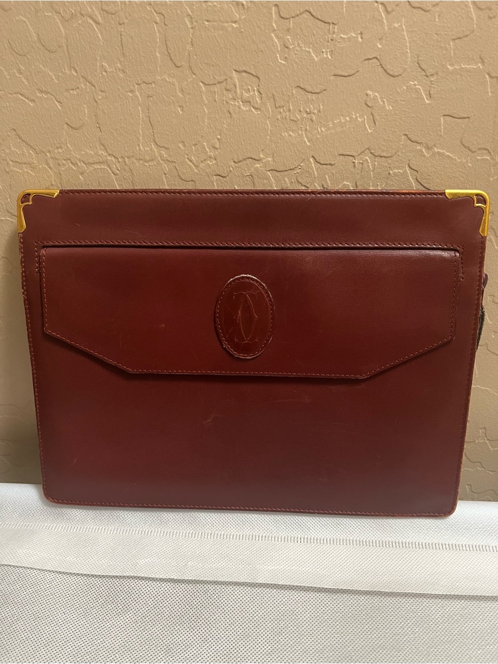 Vintage Cartier Must Burgundy Leather Clutch Portfolio w Dust Bag - Picture 6 of 7